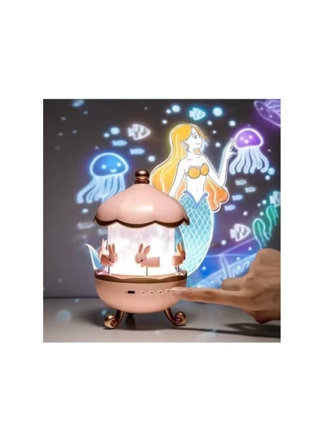 دريمزون مصباح ليلي ساحر على شكل أرنب دوار مع جهاز عرض نجوم وصندوق موسيقى | مصباح LED قابل لإعادة الشحن على شكل مجرة ​​لغرفة الأطفال - Image 3